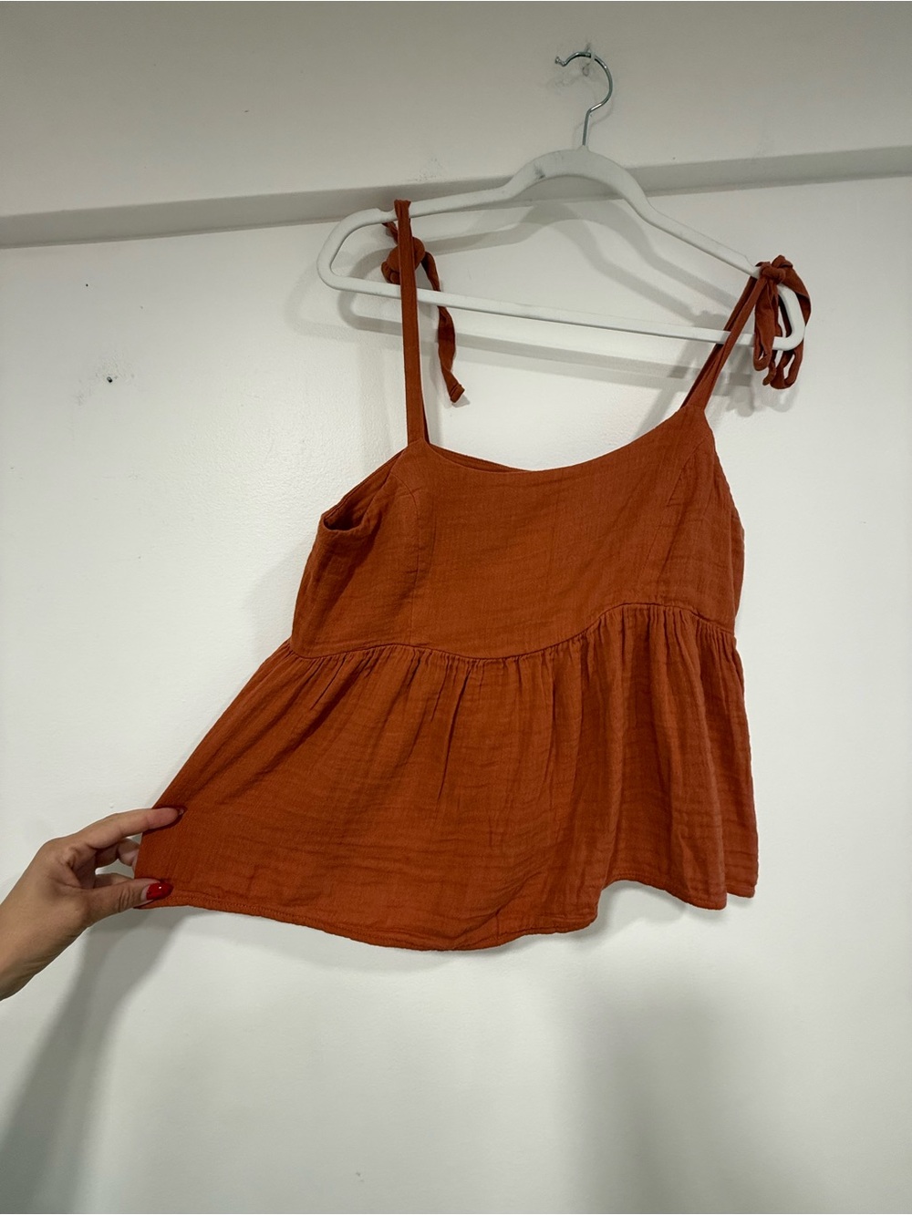 Old Navy Rust Tie-Shoulder Peplum Cami